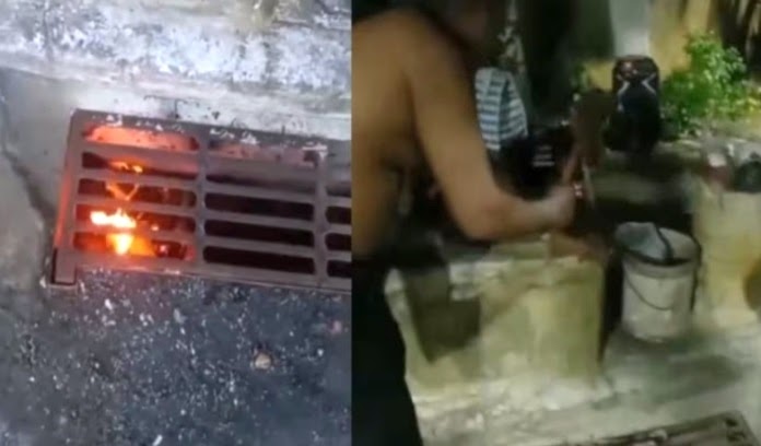 Moradores de São Gonçalo fazem churrasco em bueiro e viralizam nas redes sociais