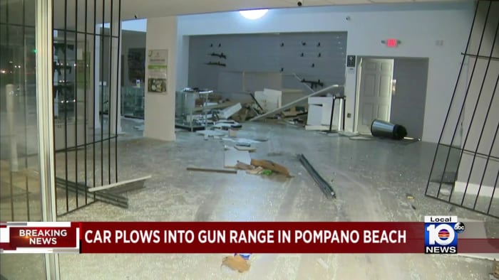 Car crashes into gun range in Pompano Beach