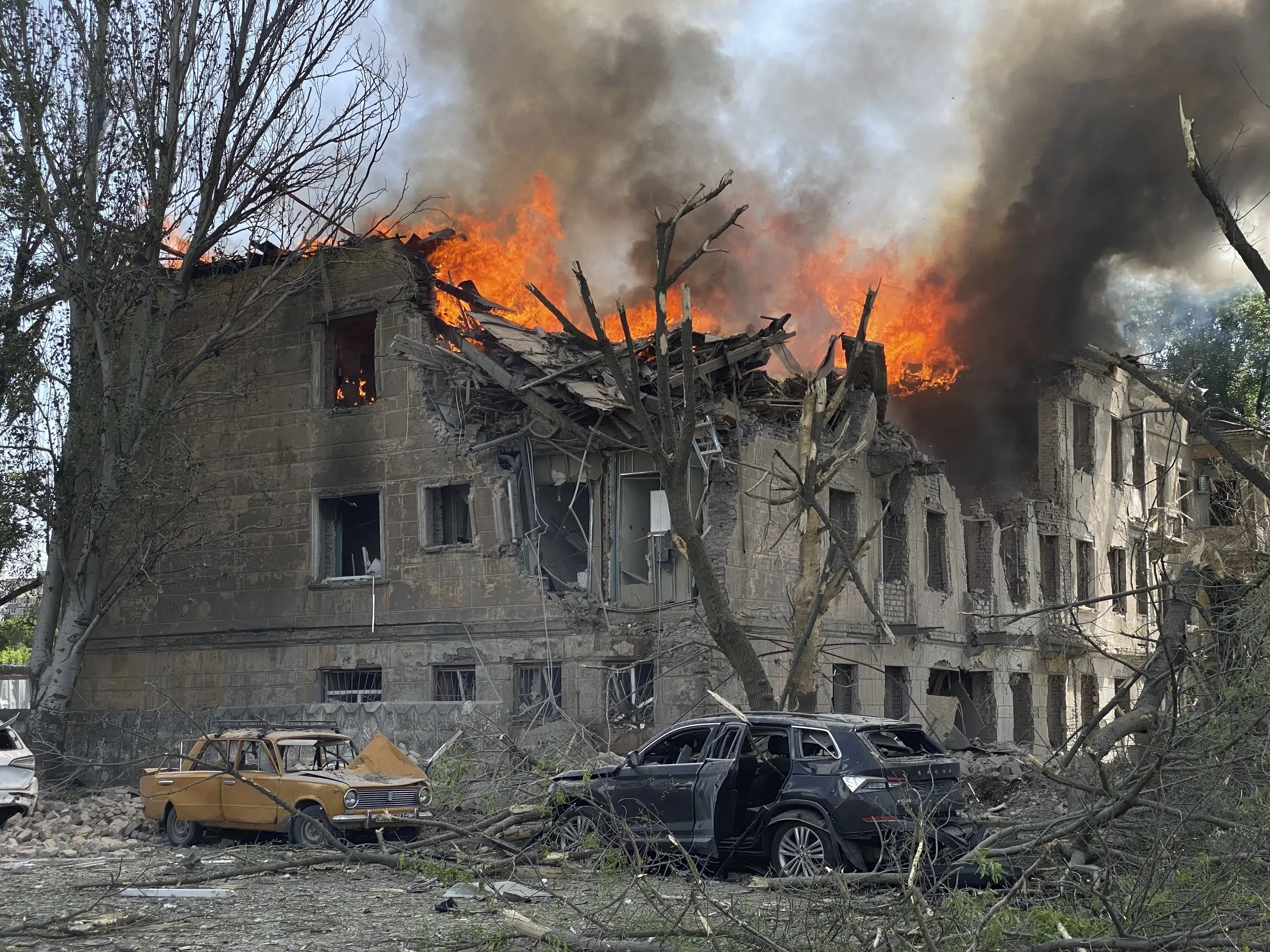 Russia says its border regions attacked; Moscow's forces hit clinic in central Ukrainian city