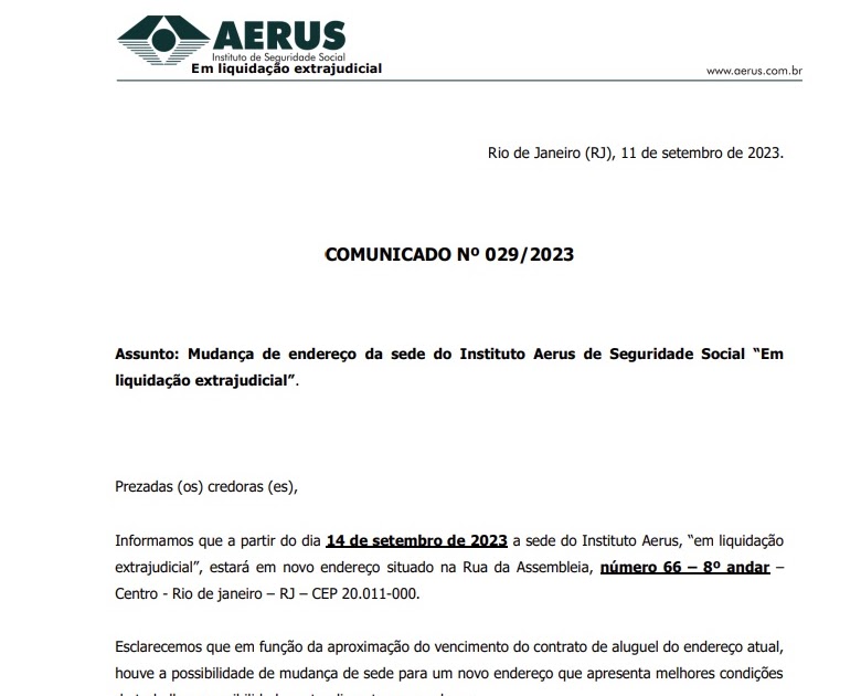O Instituto AERUS está de mudança