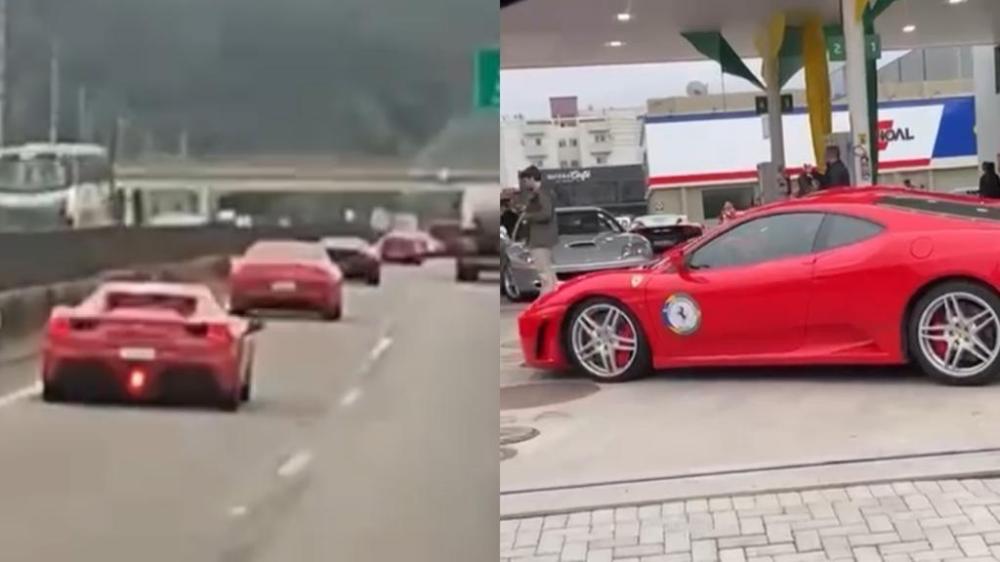 COMBOIO DE FERRARIS 'INVADE' SANTA CATARINA E CHAMA A ATENÇÃO DE MORADORES