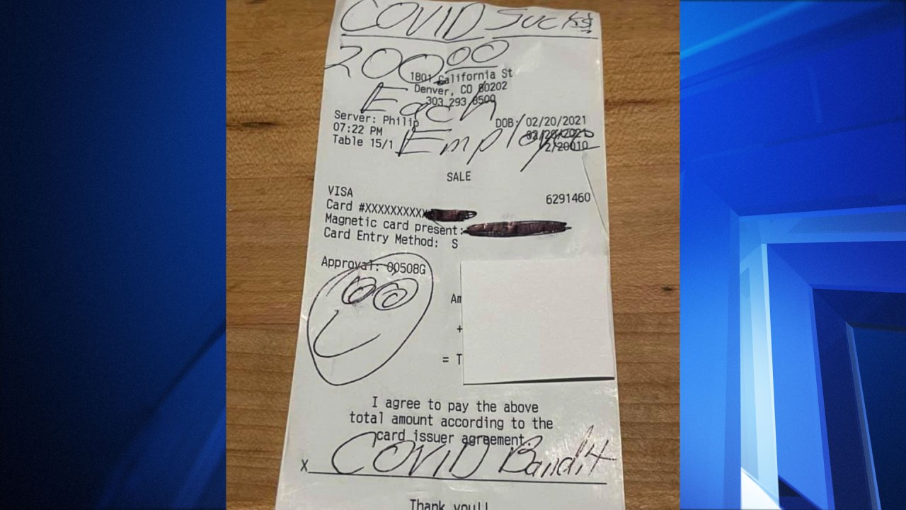 ‘COVID bandit’ strikes Denver restaurant, leaves $6,800 tip