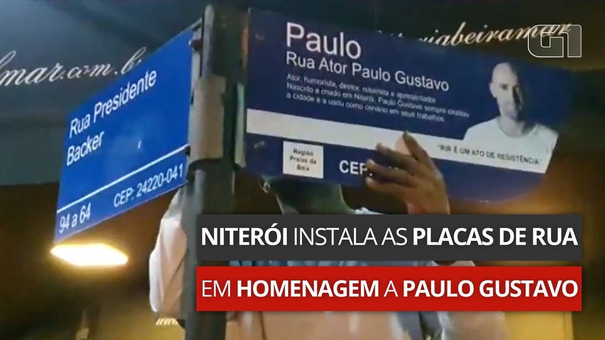 Placas da Rua Ator Paulo Gustavo são instaladas em Niterói