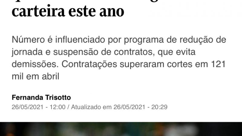 JORNAL DO GRUPO GLOBO "SE RENDE" E RECONHECE CRIAÇÃO DE 1 MILHÃO DE EMPREGOS PELO GOVERNO BOLSONARO - Terra Brasil Notícias