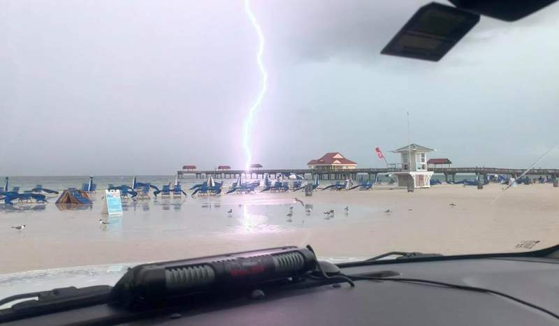 Shocking photos: Lightning strikes near Florida beach