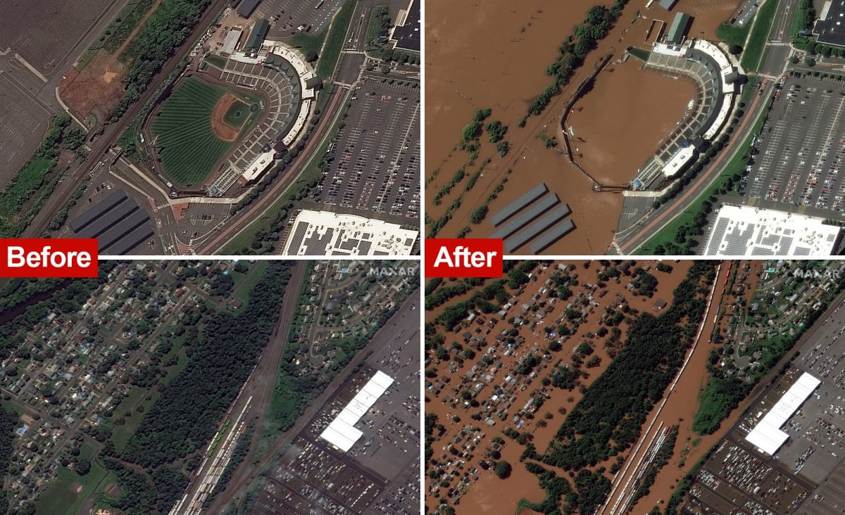 Before-and-after satellite images show flooding in NY, NJ after Hurricane Ida