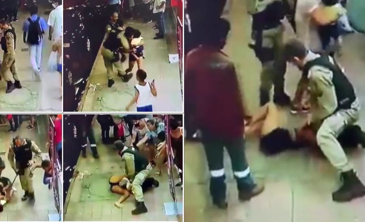 PM de Minas Gerais ataca mulher com criança com mesmo golpe que matou George Floyd (VÍDEO)