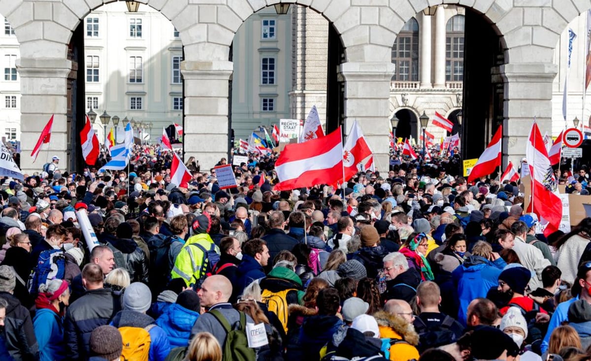 Austrian far-right Freedom Party protests against COVID measures