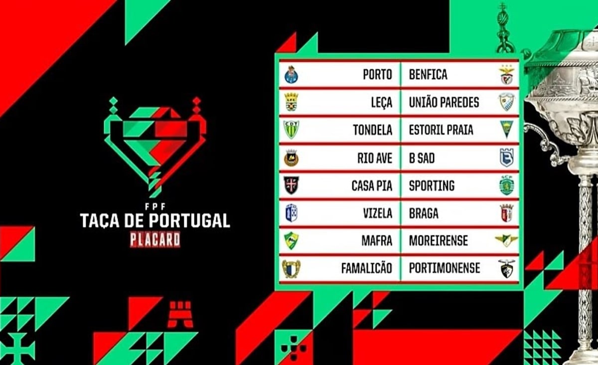 Benfica é o adversário nos “oitavos” da Taça de Portugal