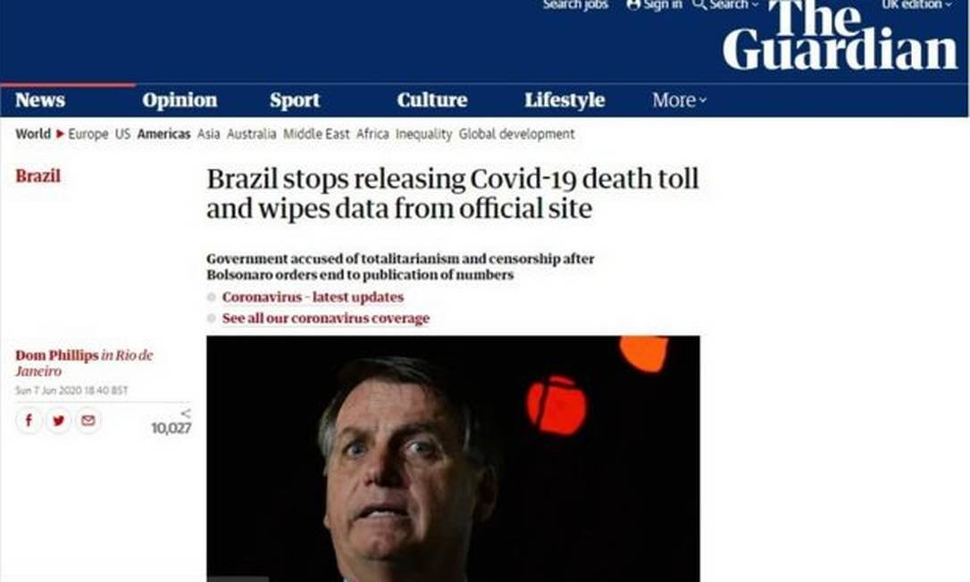 Brasil é destaque no mundo por esconder dados de mortes por covid-19