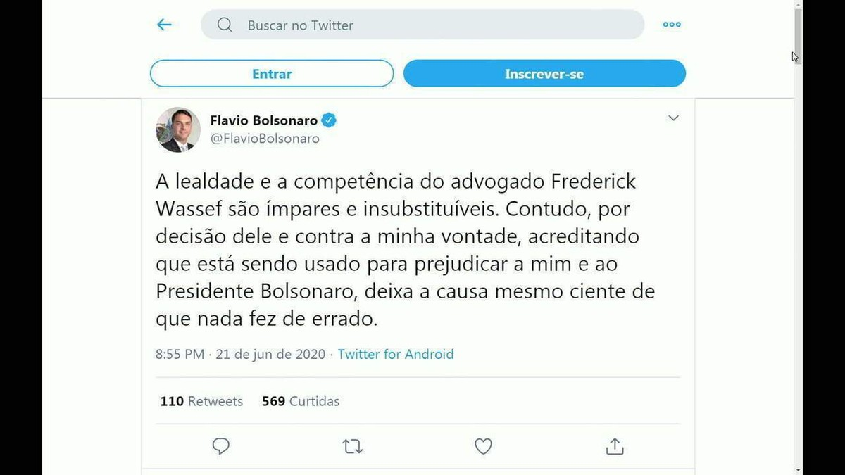 Flávio Bolsonaro diz que Frederick Wassef não é mais seu advogado de defesa 
