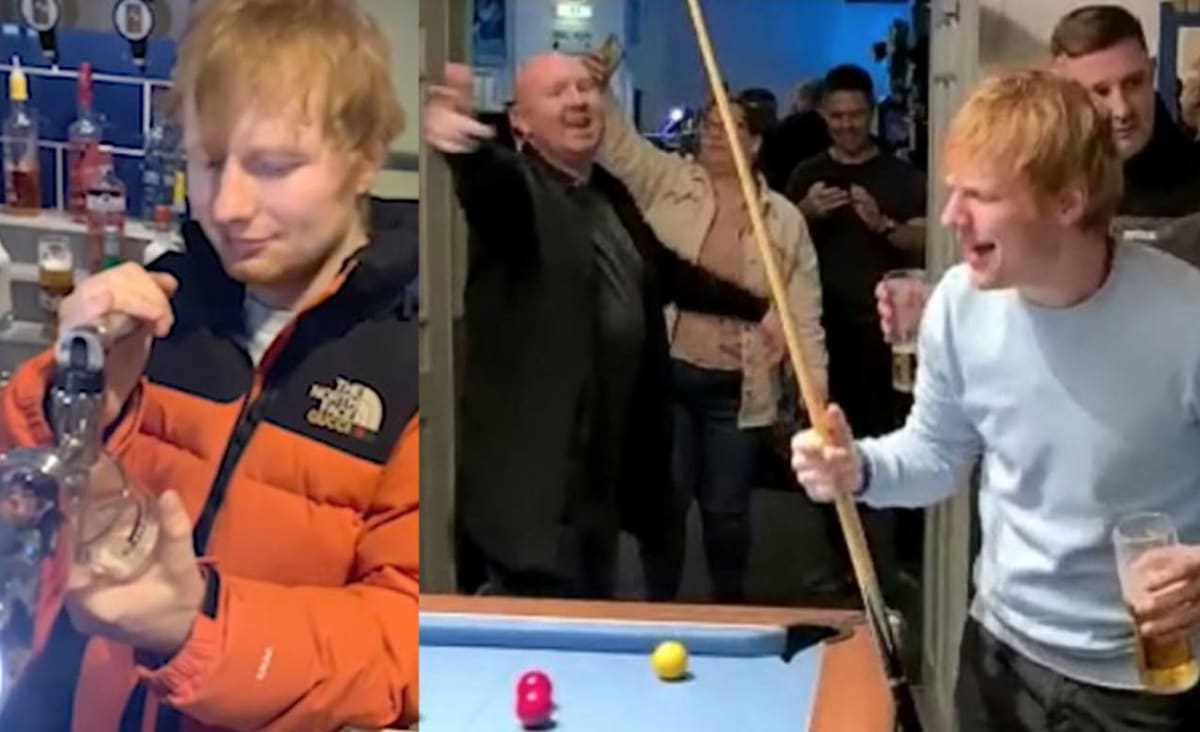 Ed Sheeran Leads Singalong at English Pub, Pours Pints for Delighted Locals (WATCH)