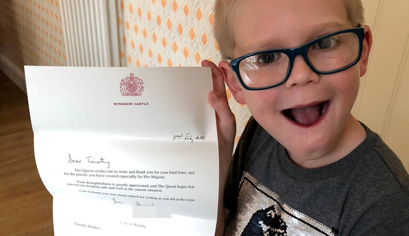 Boy Created a Word Puzzle to Help Entertain The Queen in Lockdown–And Was Thrilled to Get a Letter Back