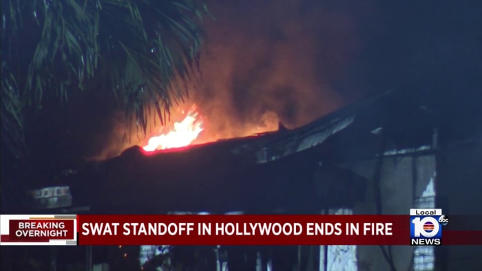 SWAT standoff in Hollywood ends with home being set on fire