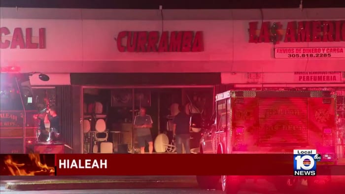 Fire erupts at strip mall in Hialeah