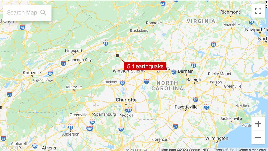 North Carolina's strongest earthquake in 94 years shakes area along Virginia border