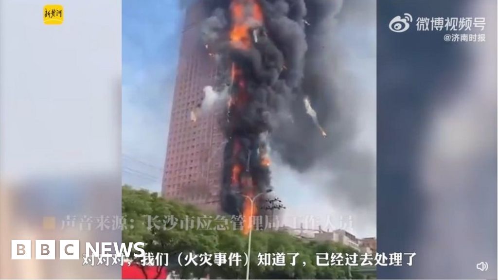 China fire: Skyscraper engulfed in massive flames