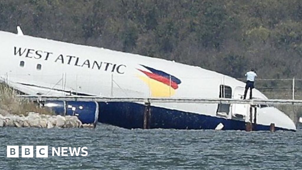 Cargo plane submerged nose-first in French lake