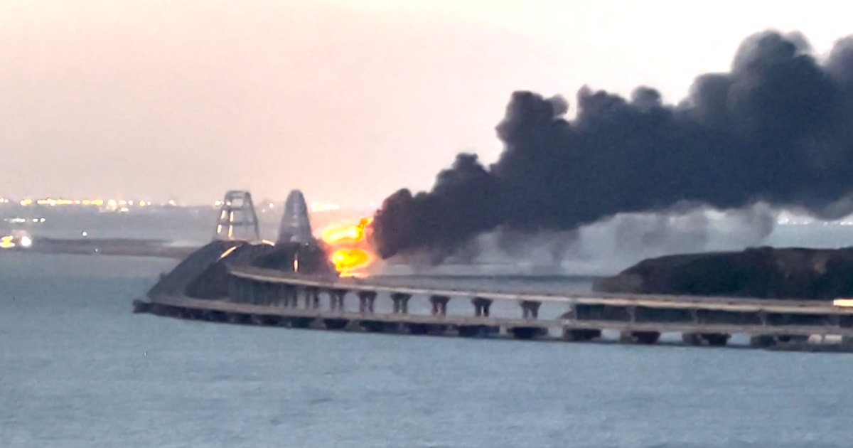 Huge explosion destroys part of bridge linking Russia and Crimea 