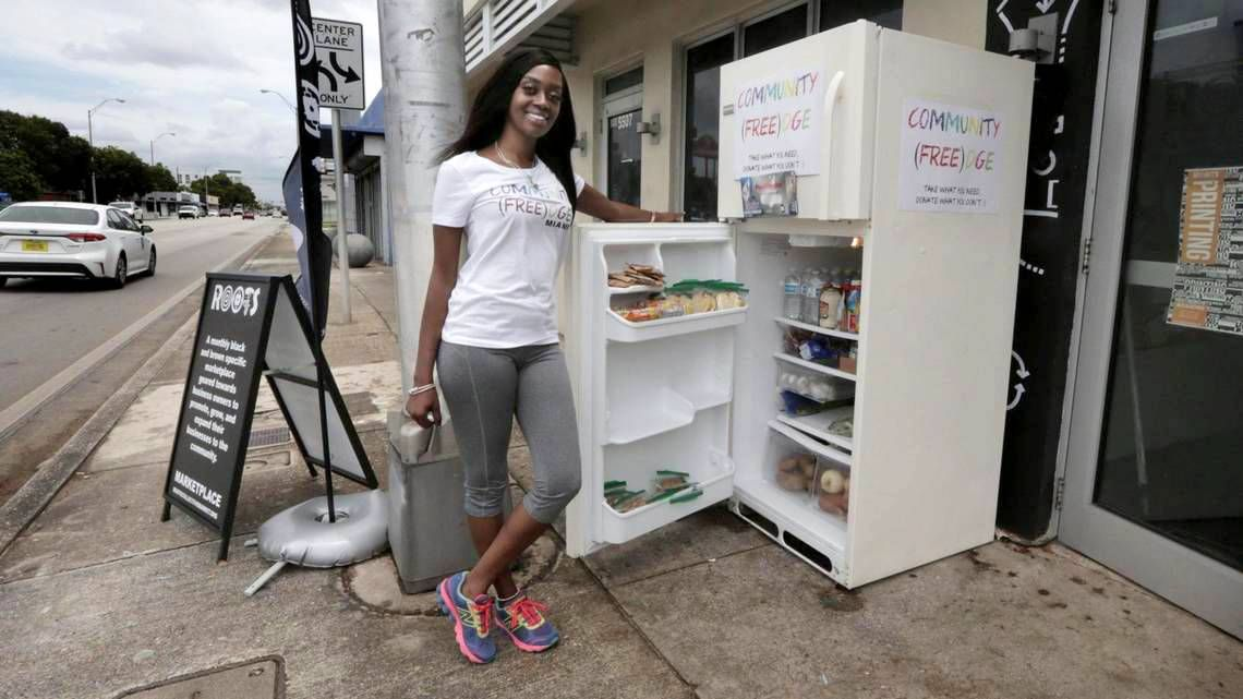 Refrigerators full of food are popping up on streets around Miami. Here’s why