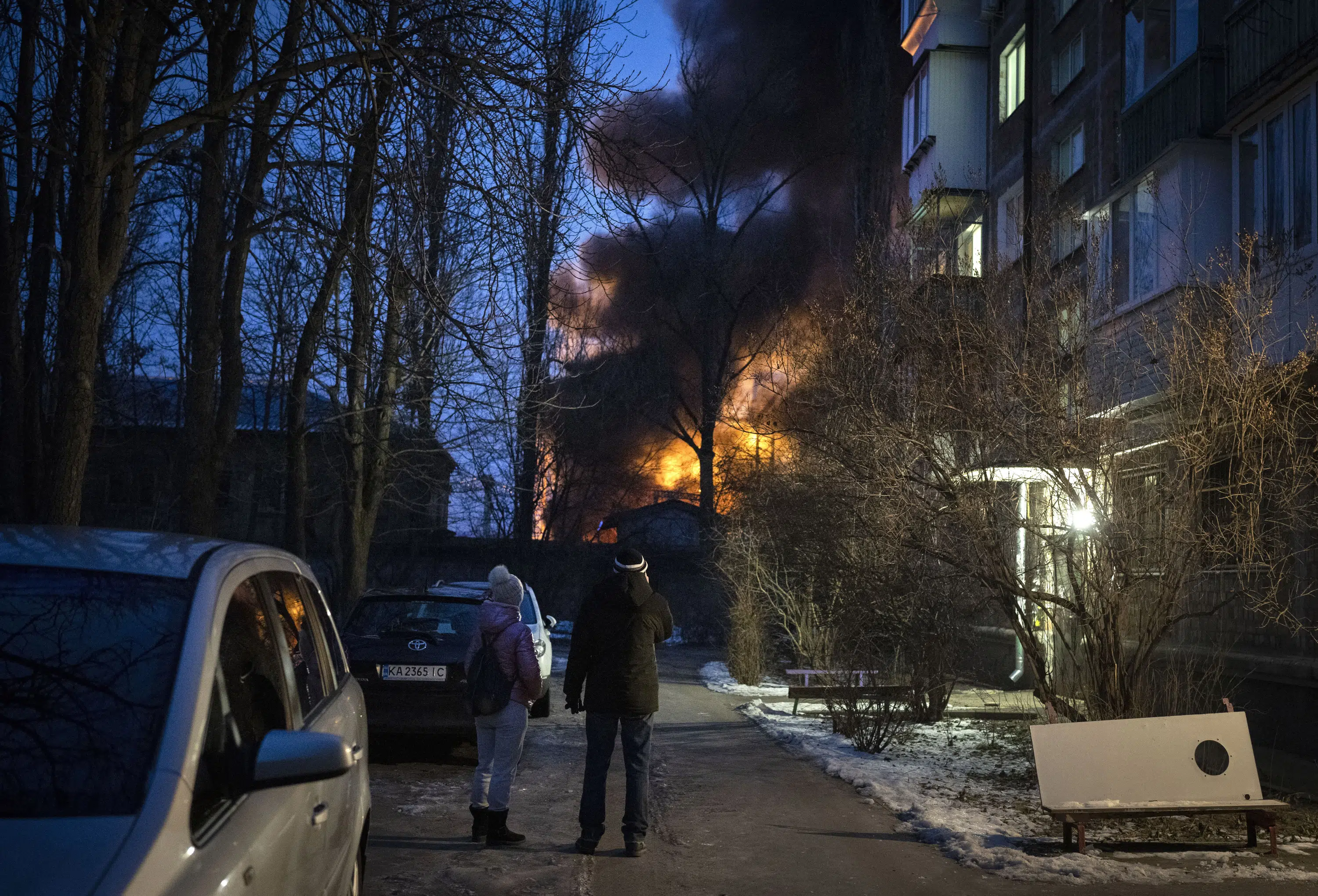 Nighttime drone attack hits Kyiv as Putin heads to Belarus