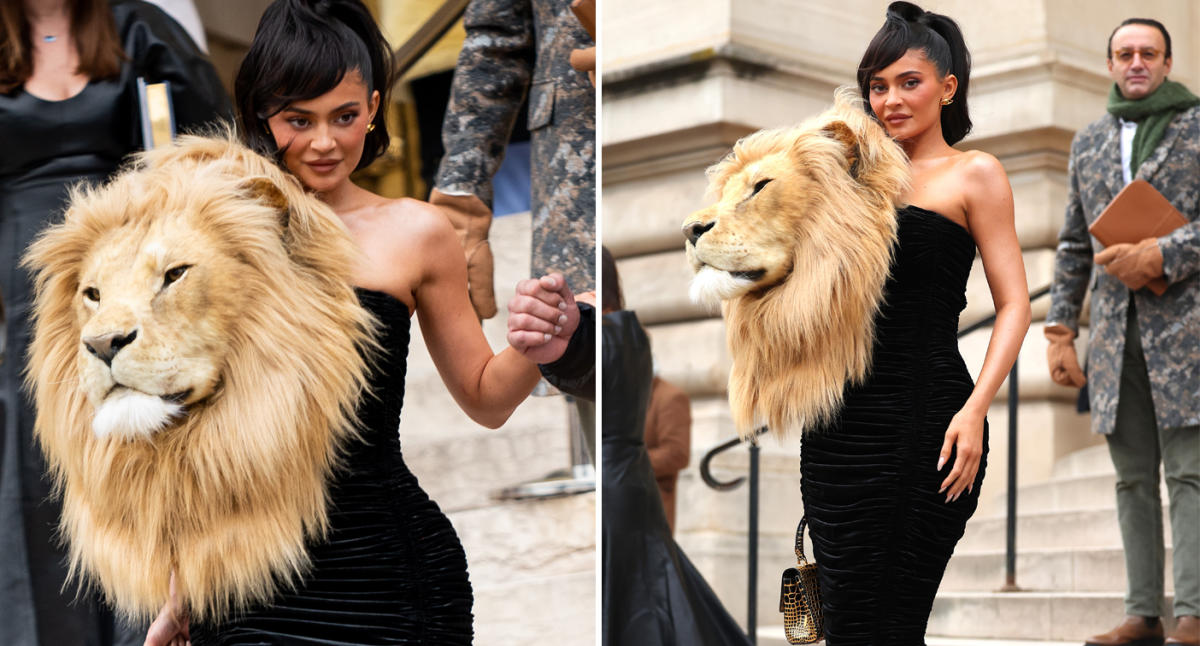 Kylie Jenner foi longe demais usando vestido com cabeça de leão?