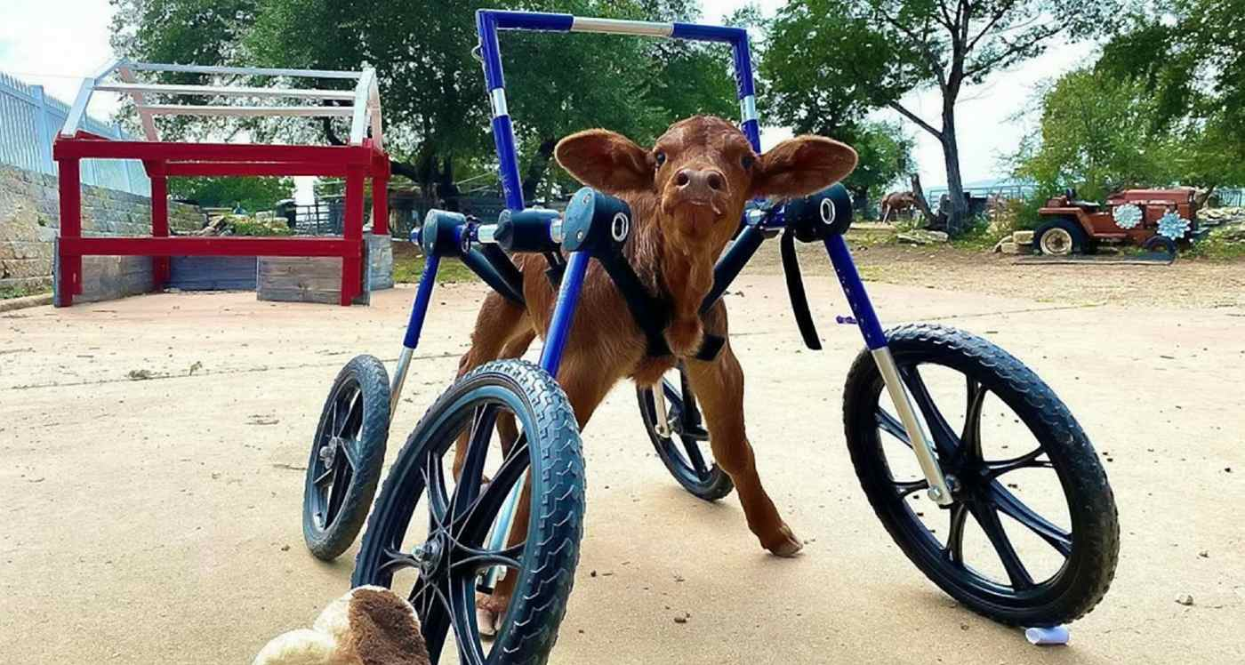 Baby Cow Gets to Take Her First Steps, Thanks to a Wheelchair Made Just For Her