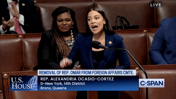 Ocasio-Cortez explodes over vote to boot Omar, slaps notebook against podium: 'Targeting women of color'